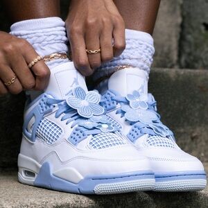 ⛹🏽‍♂️🥣 Nike Air Jordan 4 Retro Aluminum Forget Me Not 🌐⛹🏼‍♂️